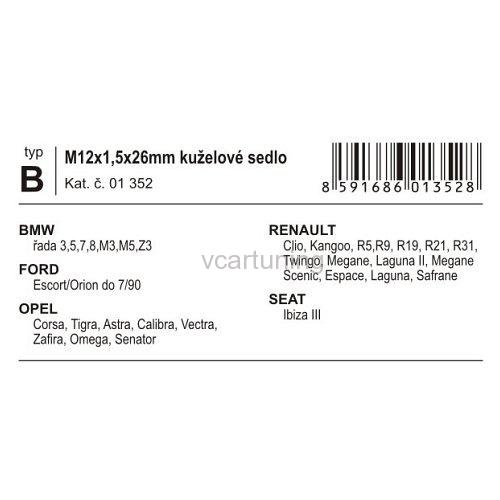 Pojistné šrouby M14x1,50x27mm kuželové sedlo 