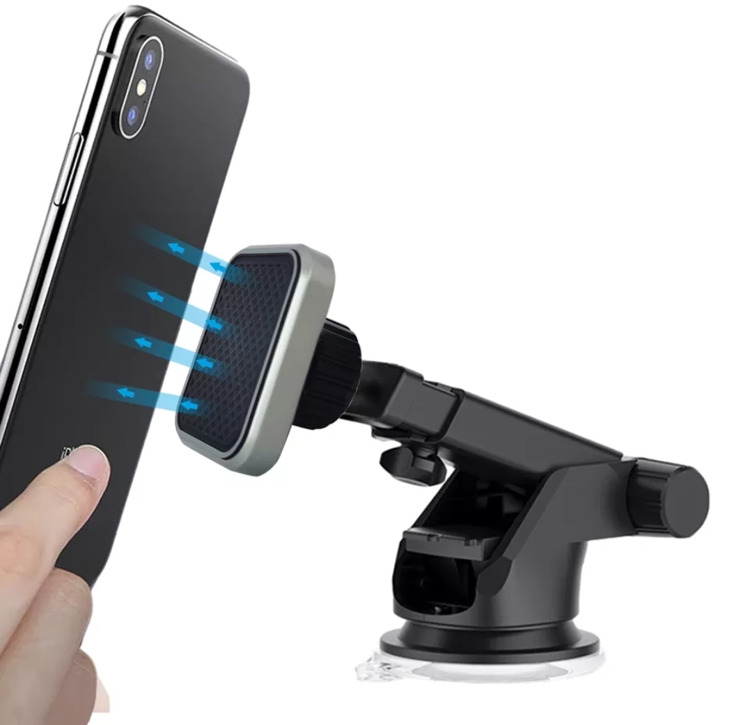 Držák telefonu na magnet magnetický, na palubní desku, čelní sklo, barva černá