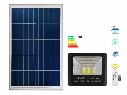 LED SMD reflektor 400 W s venkovním solárním panelem IP67