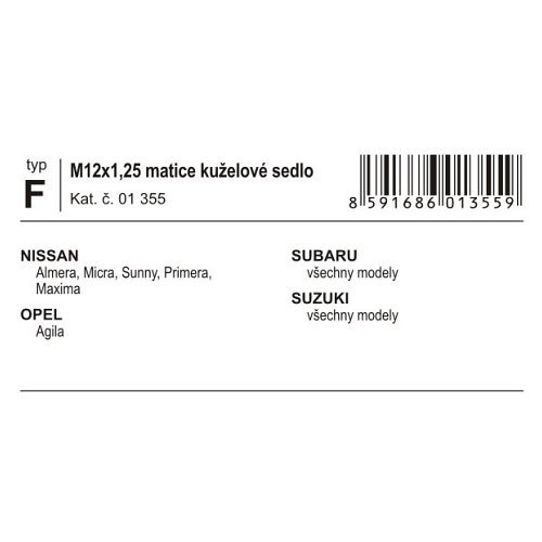 Pojistné matky M12x1,25 kuželové sedlo