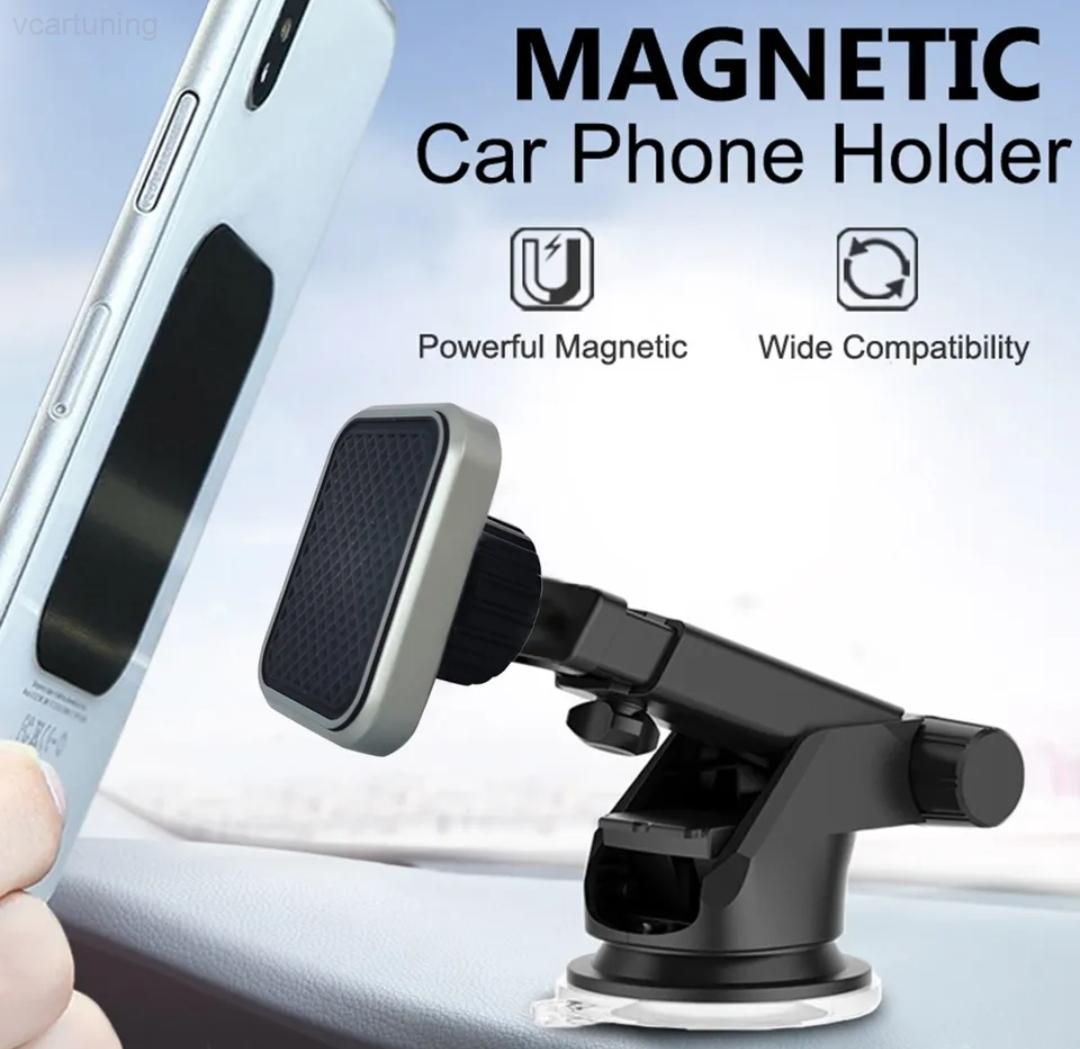 Držák telefonu na magnet magnetický, na palubní desku, čelní sklo, barva černá