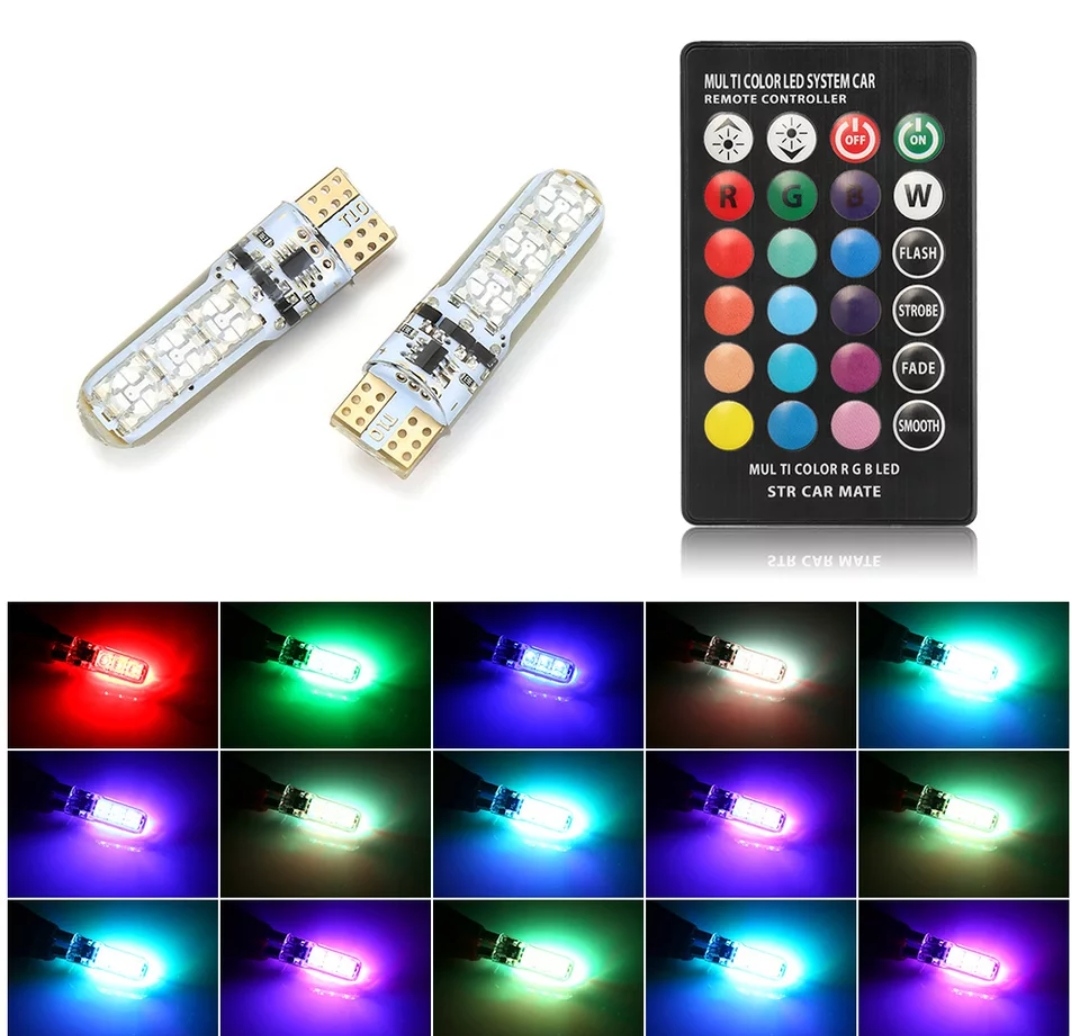 Žárovka LED RGB 2xT10 s dálkovým ovládáním