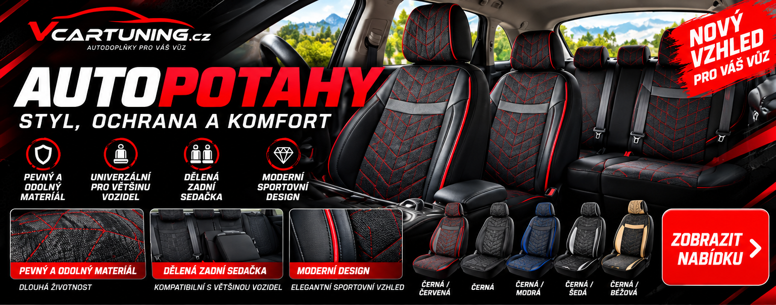 Sportovní autopotahy z pevného materiálu s dělenou zadní sedačkou.